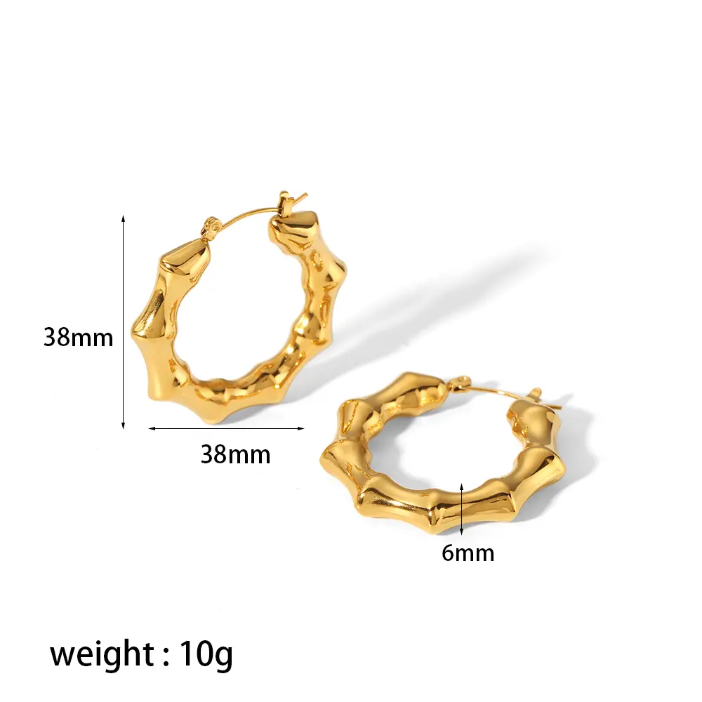 1 Pair Simple Classic Style U Shape Stainless Steel 18K Gold Plated Women's Hoop Earrings Picture2